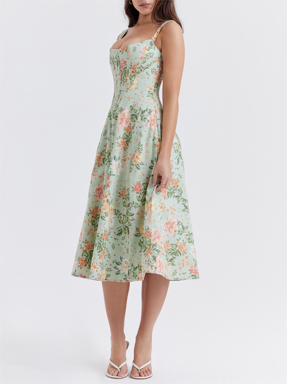 Women's Sling Split Flower Dress