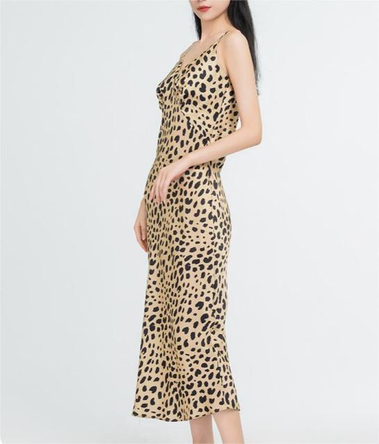 Leopard print long vintage camisole skirt