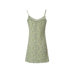Retro V-neck printed camisole dress