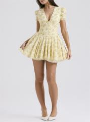 Sweet floral bubble sleeve dress