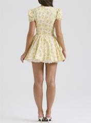 Sweet floral bubble sleeve dress