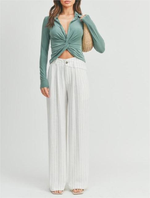 Sexy deep V polo neck long sleeves