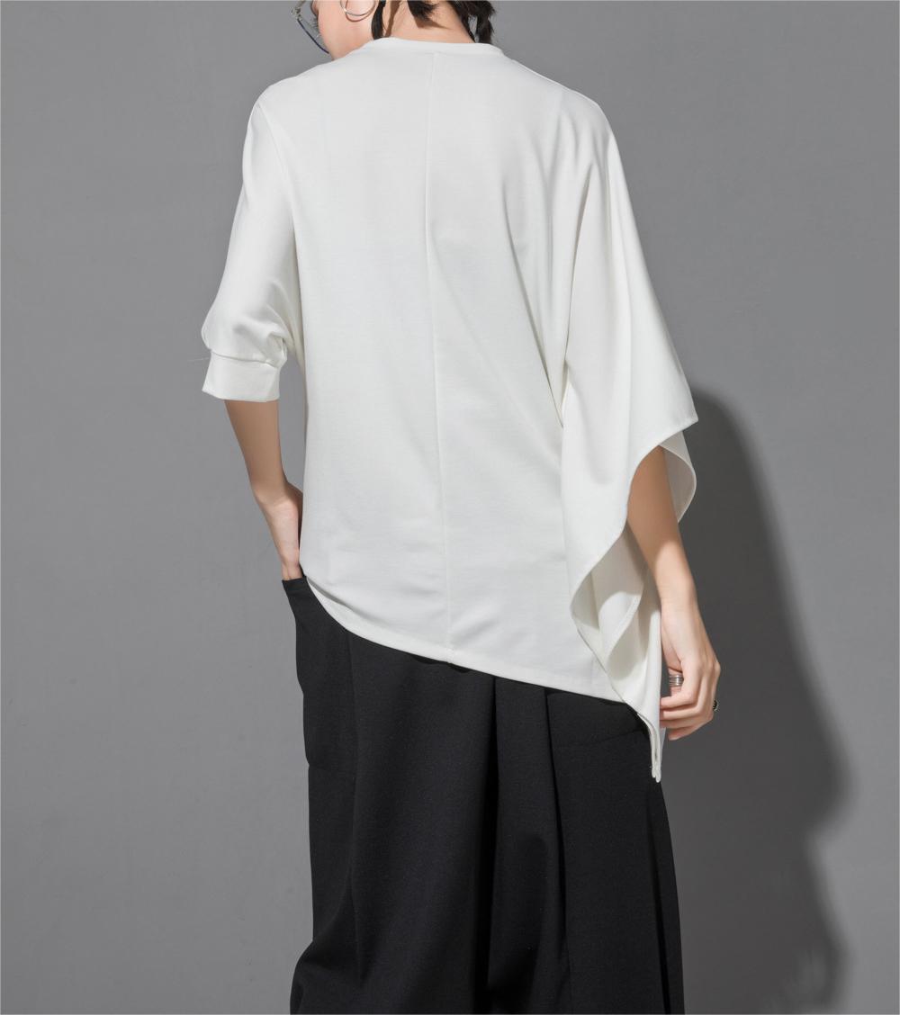 Trendy Bat Spliced 3/4 Sleeve T-shirt for Women