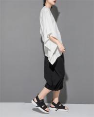 Trendy Bat Spliced 3/4 Sleeve T-shirt for Women