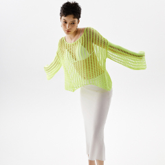 OEM Hollow Fluorescent Green Long Sleeve Top