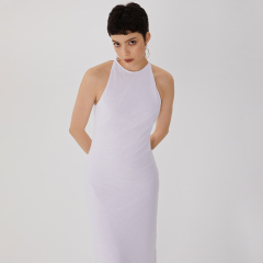 Dew Design Sleeveless Solid Color Slit Long Dress