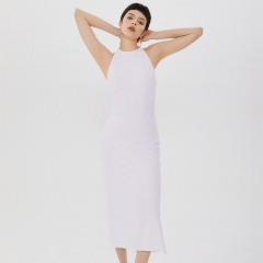 Dew Design Sleeveless Solid Color Slit Long Dress