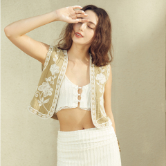 New Design Jacquard Cotton Linen Vest Top