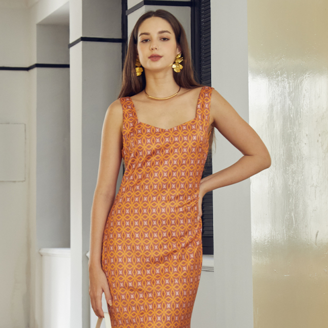Sexy slim-fit suspender printed suspender dress