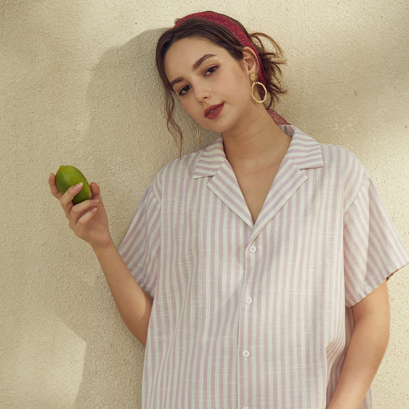 OEM Casual Striped Short Sleeve Suit