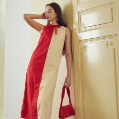 Casual contrasting loose sleeveless dress