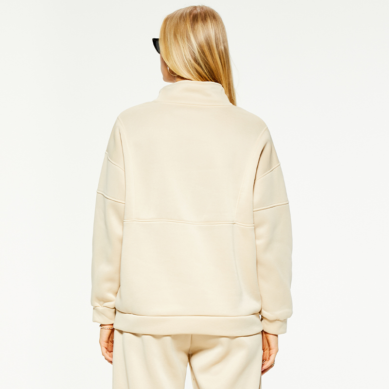 Casual stand-up collar large pocket patchwork sweatshirt