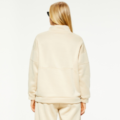 Casual stand-up collar large pocket patchwork sweatshirt