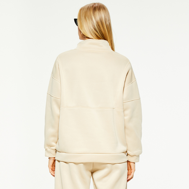 Casual stand-up collar large pocket patchwork sweatshirt