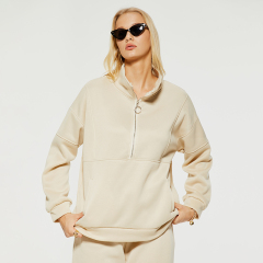 Casual stand-up collar large pocket patchwork sweatshirt