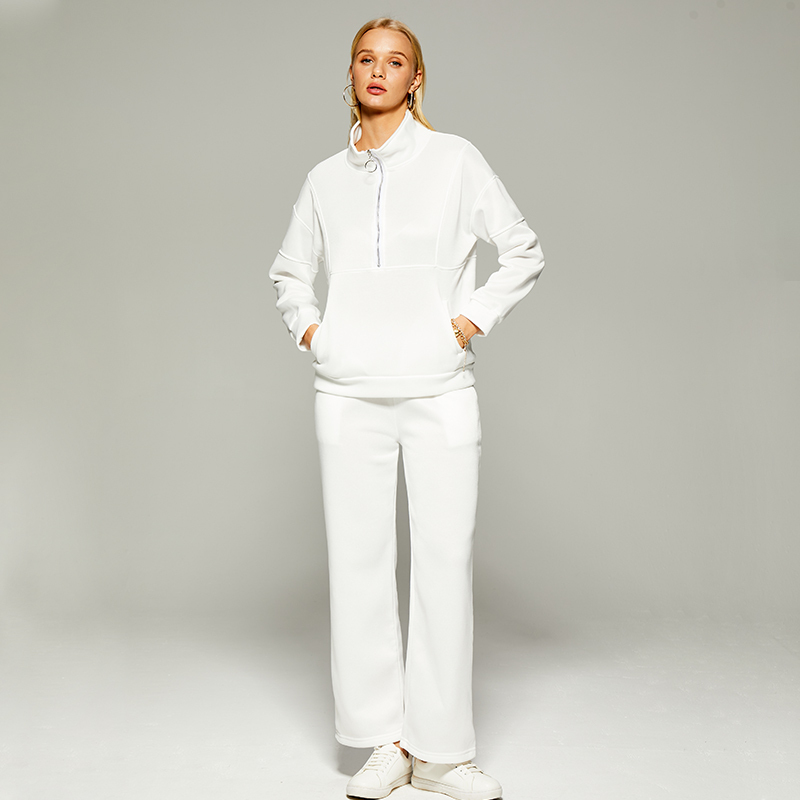 Casual stand-up collar large pocket patchwork sweatshirt