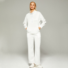 Casual stand-up collar large pocket patchwork sweatshirt