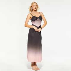 Designed suspender gradient maxi dress