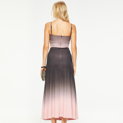 Designed suspender gradient maxi dress