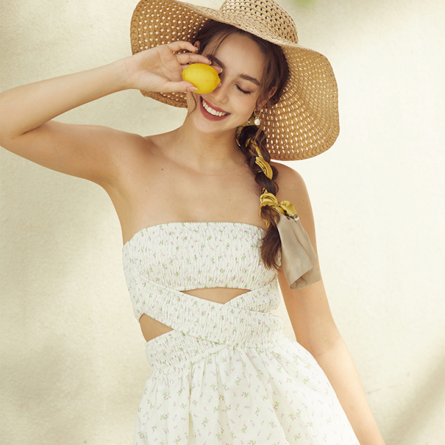 OEM Floral Cross Cutout Tube Top