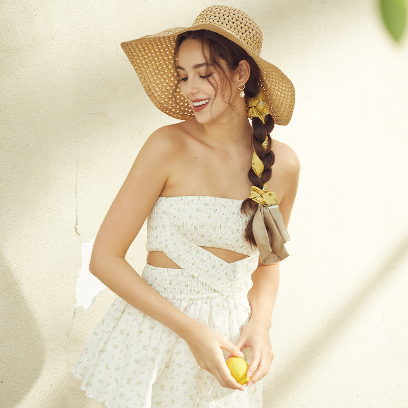 OEM Floral Cross Cutout Tube Top