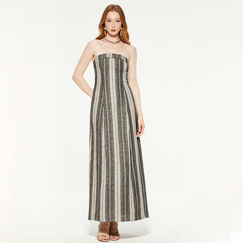 OEM Temperament tube top striped dress