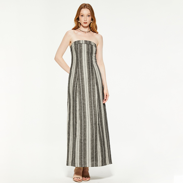 OEM Temperament tube top striped dress