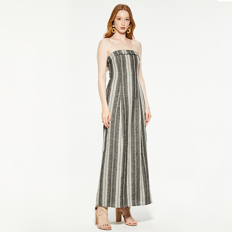 OEM Temperament tube top striped dress