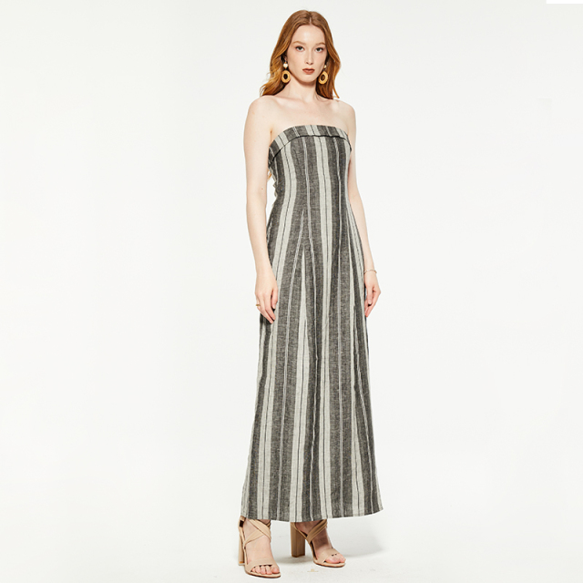 OEM Temperament tube top striped dress