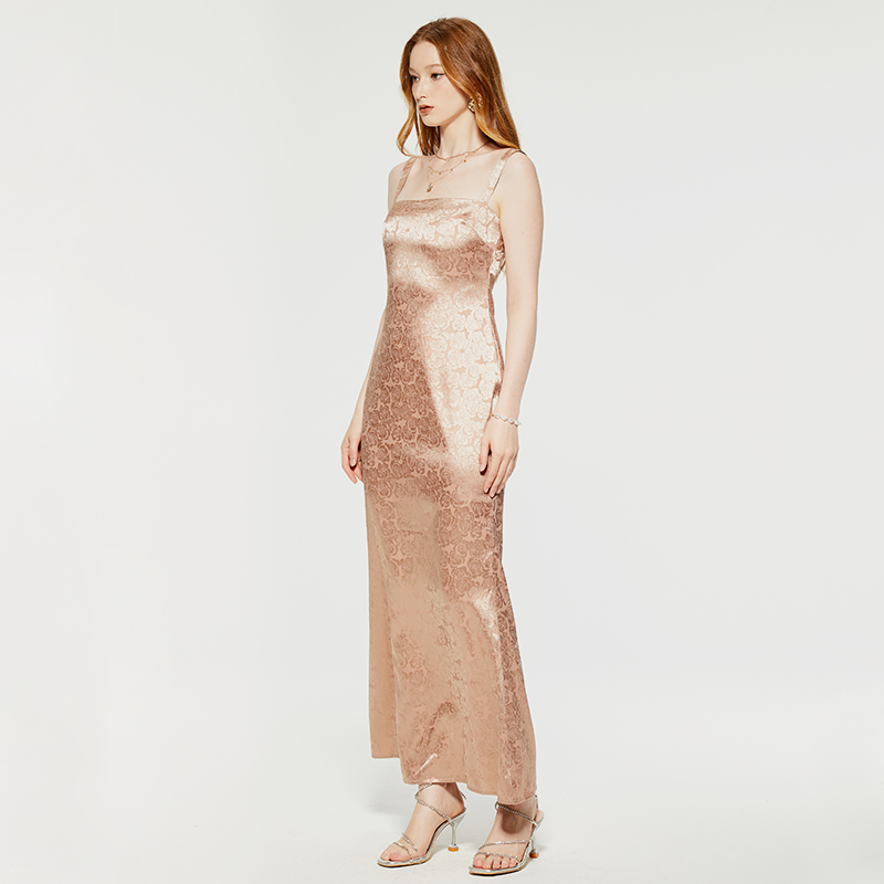 Elegant jacquard sleeveless evening dress
