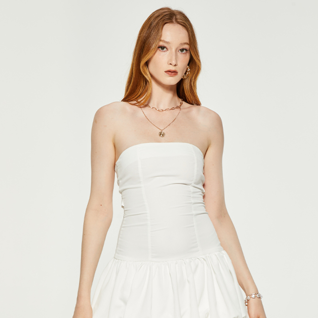 White slim fit strappy dress