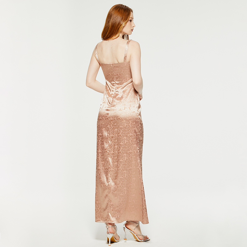Elegant jacquard sleeveless evening dress