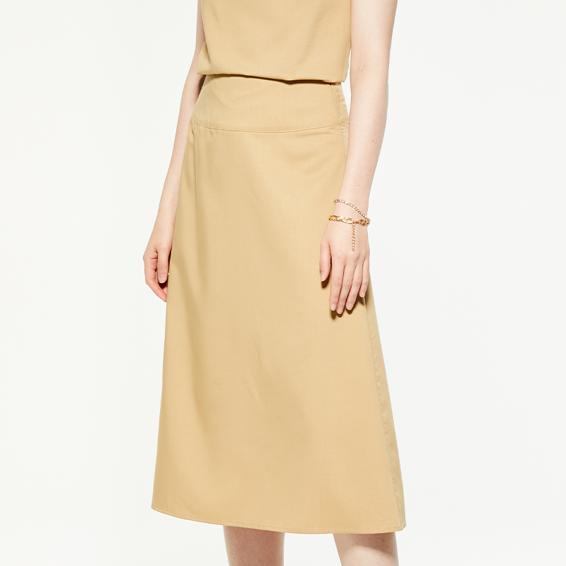 Commuting high-waisted A-line midi skirt