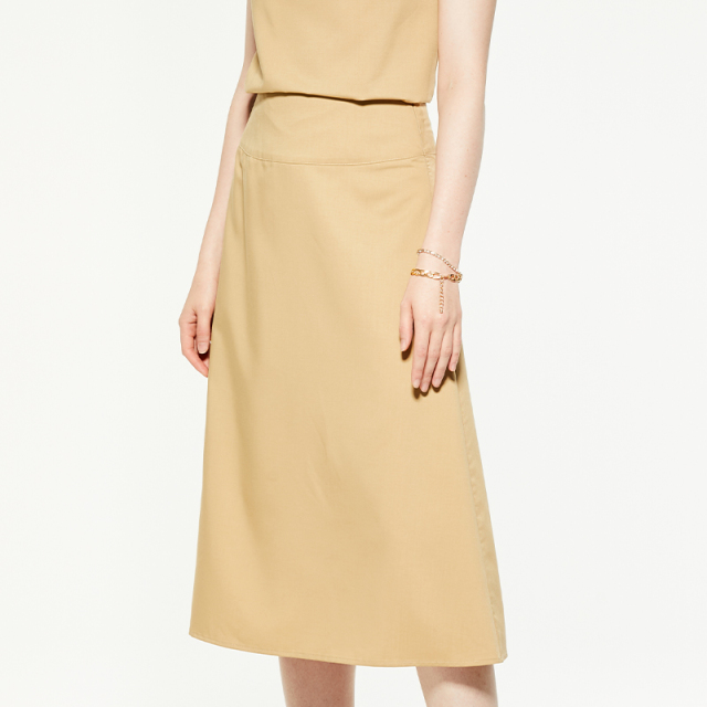 Commuting high-waisted A-line midi skirt