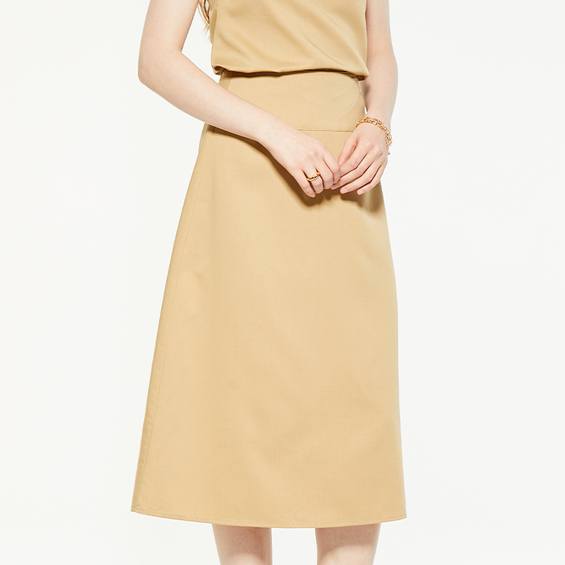 Commuting high-waisted A-line midi skirt