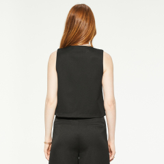 Black round neck sleeveless suit vest