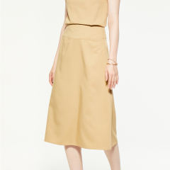 Commuting high-waisted A-line midi skirt