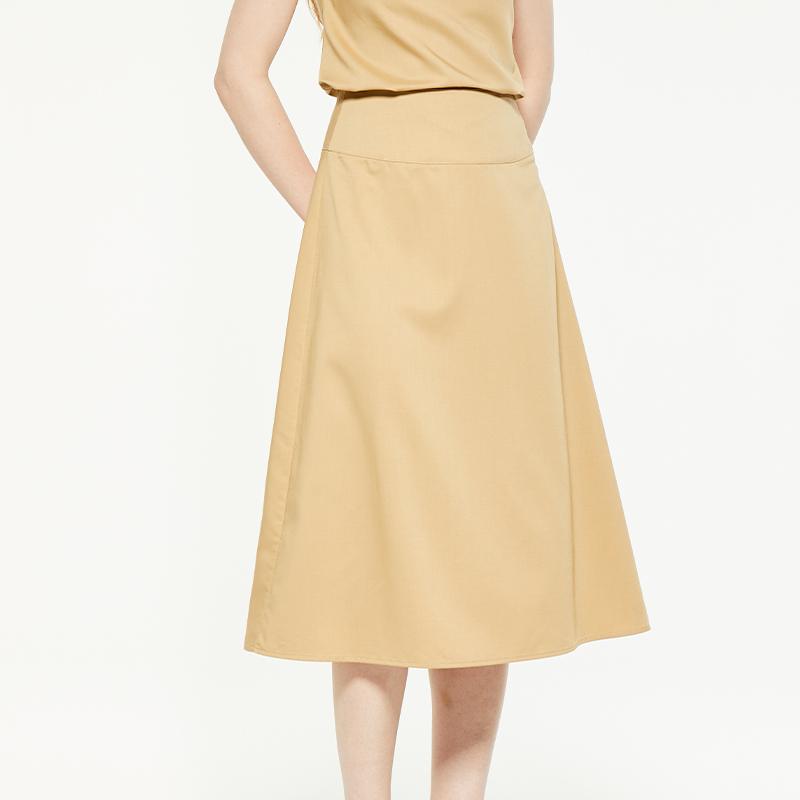 Commuting high-waisted A-line midi skirt