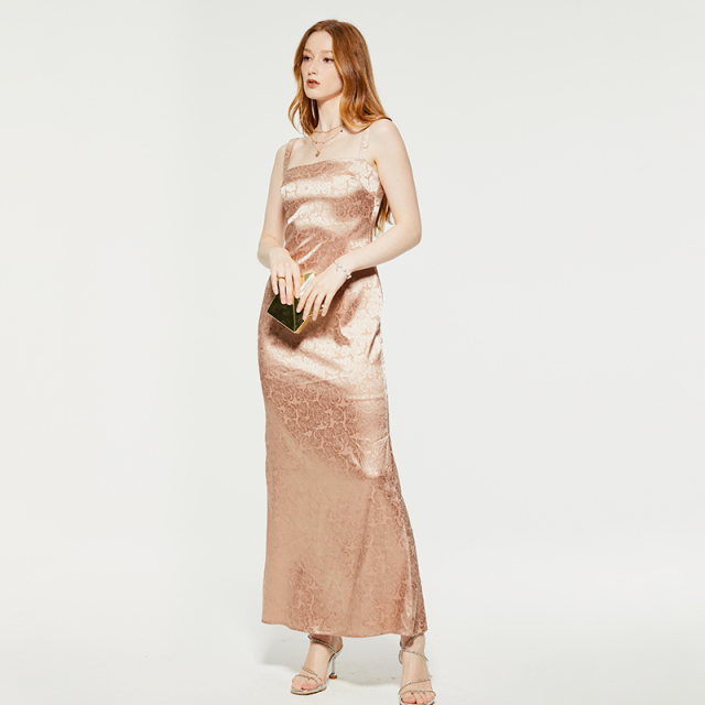Elegant jacquard sleeveless evening dress