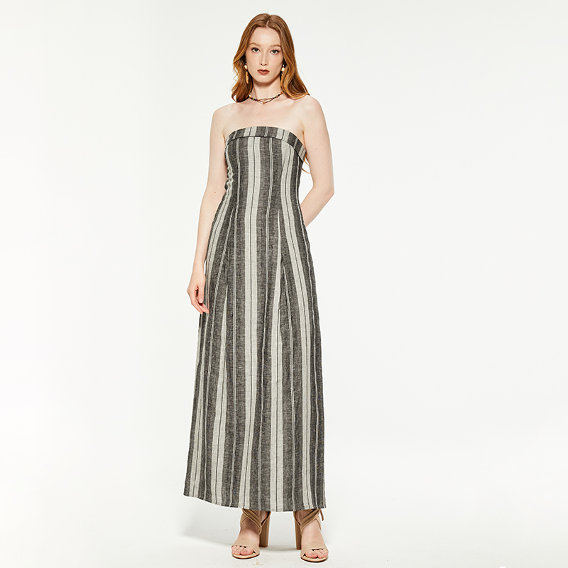 OEM Temperament tube top striped dress