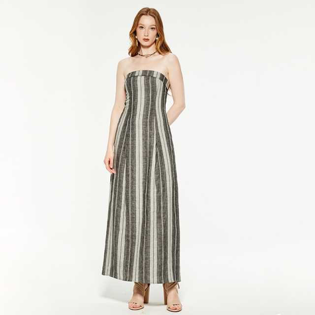 OEM Temperament tube top striped dress
