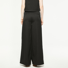 Commuting black high-waisted loose wide-leg pants
