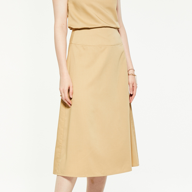 Commuting high-waisted A-line midi skirt