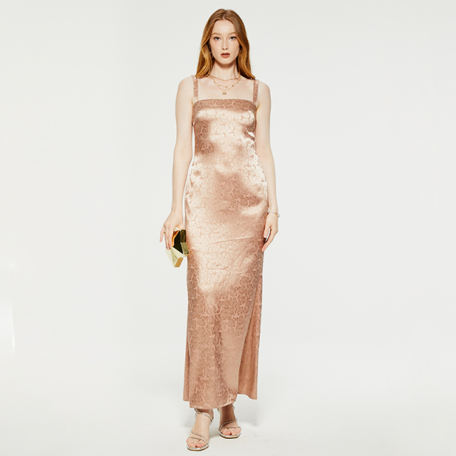 Elegant jacquard sleeveless evening dress