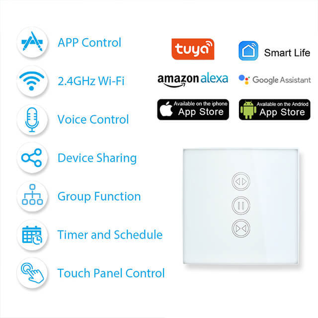 Tuya Smart Life WiFi Curtain Switch for Electric Motorized Curtain Blind Roller Shutter, Google Home, Amazon Alexa Voice Control