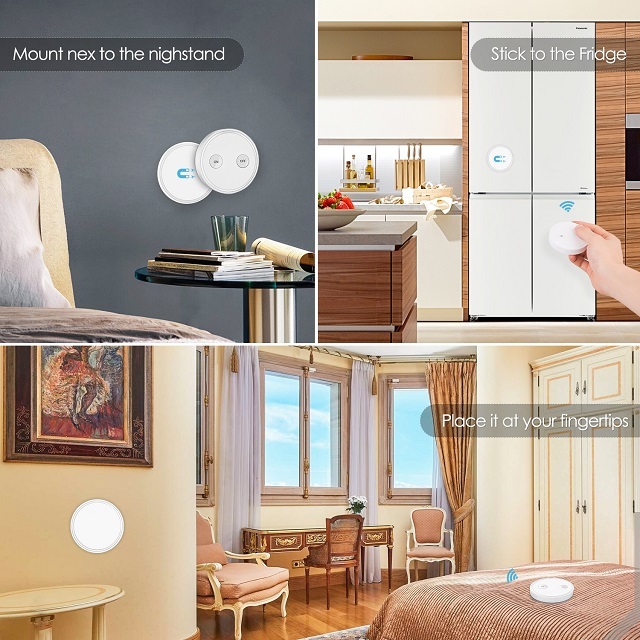 LoraTap Magnetic Wireless Lights Switch Kit (Three 2-button remotes and one relay receiver) 868Mhz for EU market