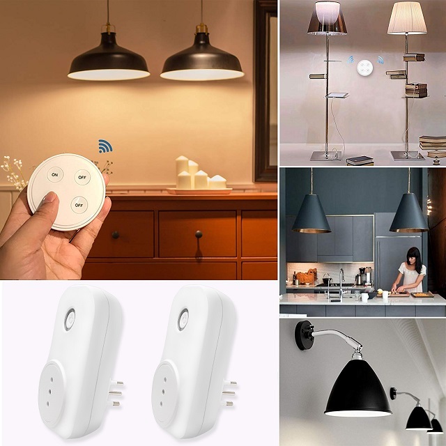 LoraTap Presa Telecomandata con Telecomando, 2 Spina Elettrica con Interruttore Senza Fili 200m Controllo Remoto On/Off per Elettrodomestici, No WiFi