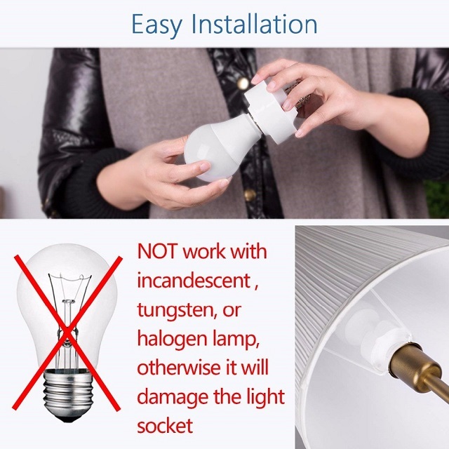 Wireless Light Socket with Magnetic Base Remote Control Lamp Holder for E26 E27 Led Bulb on Floor Lamp Hang Lamp
