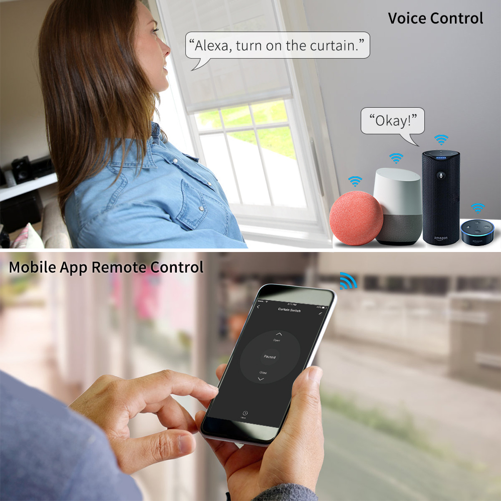 4-Packs Tuya Smart Life WiFi Curtain Blind Switch for Roller Shutter Electric motor Google Home Alexa Echo Voice Control DIY Smart Home