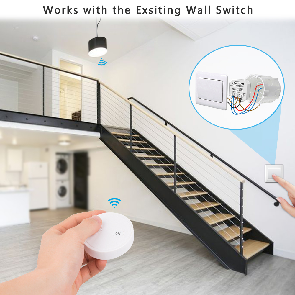 Wireless Remote Control DIY Light Switch with Magnetic Plate 10A works with manual wall switch